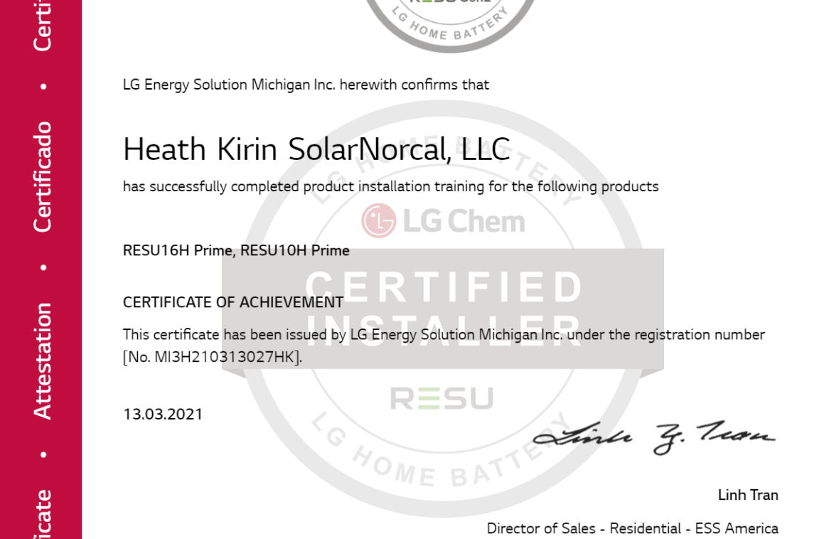 LG Energy Solution Certified Installer