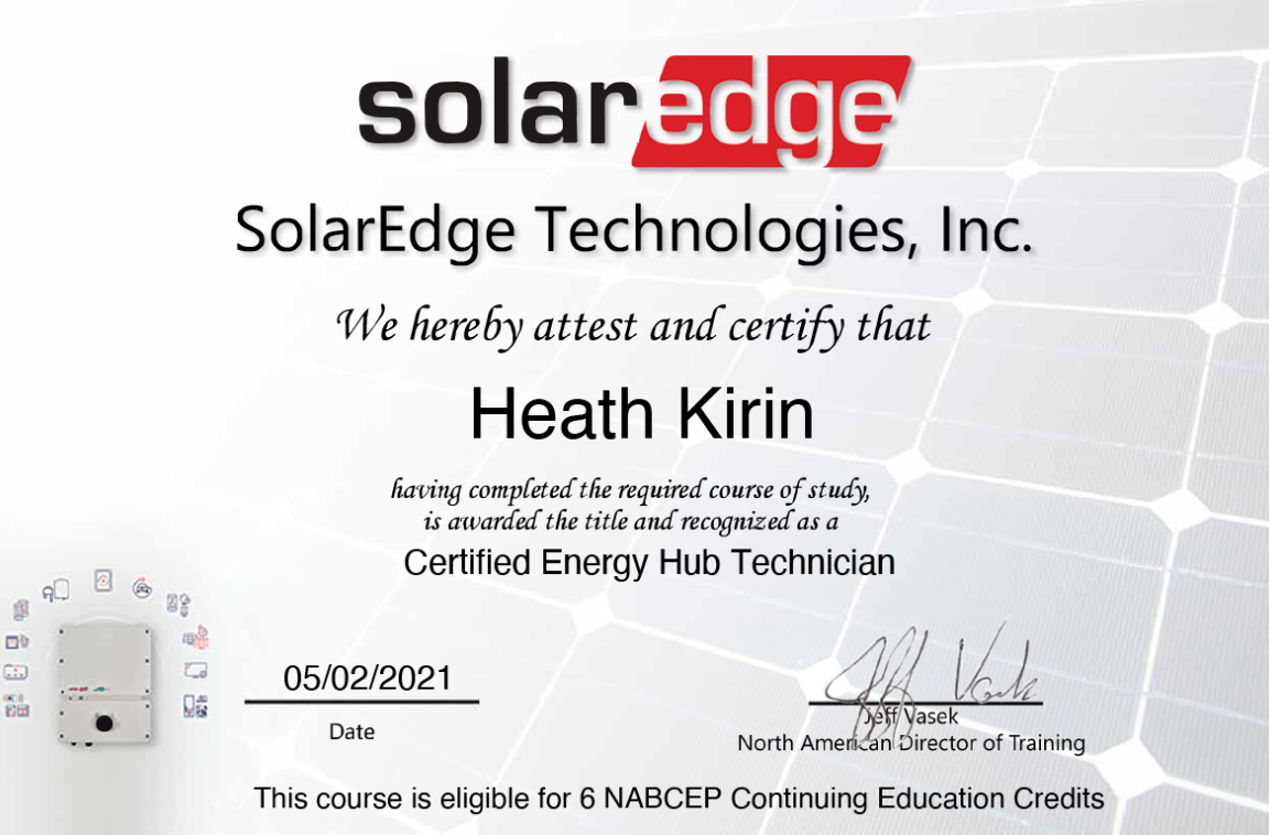 Solar Edge Certified Energy Hub Technician