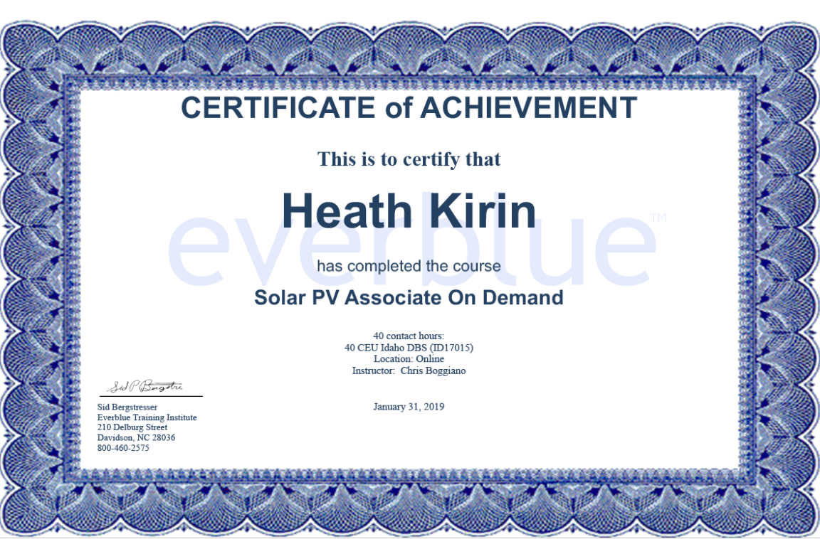 Solar PV Associate Certificate