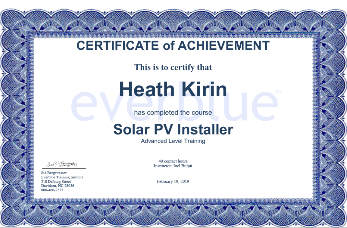 Solar PV Installer Certification